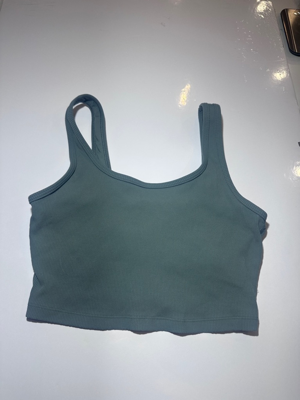 aerie Ribbed Cropped Tank Top in Sage Green Athletic Casual Sportswear Sporty